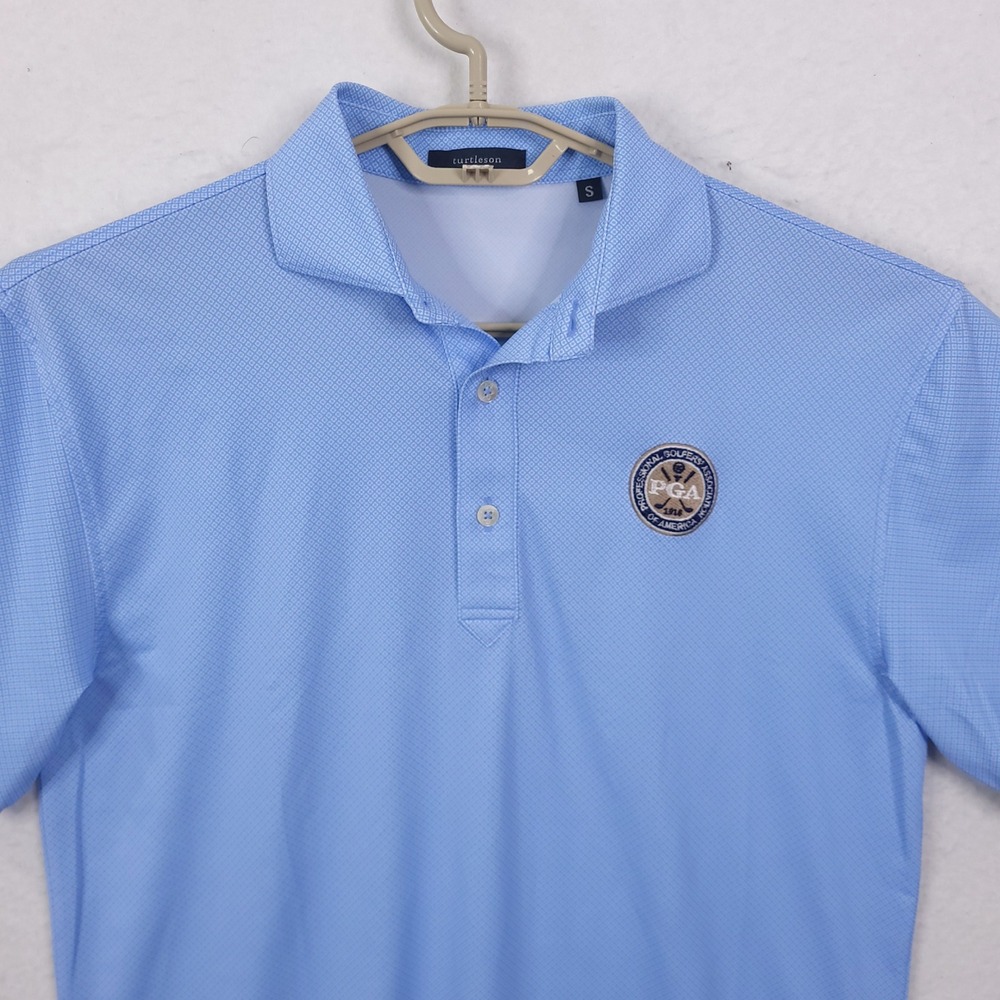Turtleson Polo Shirt Men Small Blue PGA South Florida Golf Performance Geometric